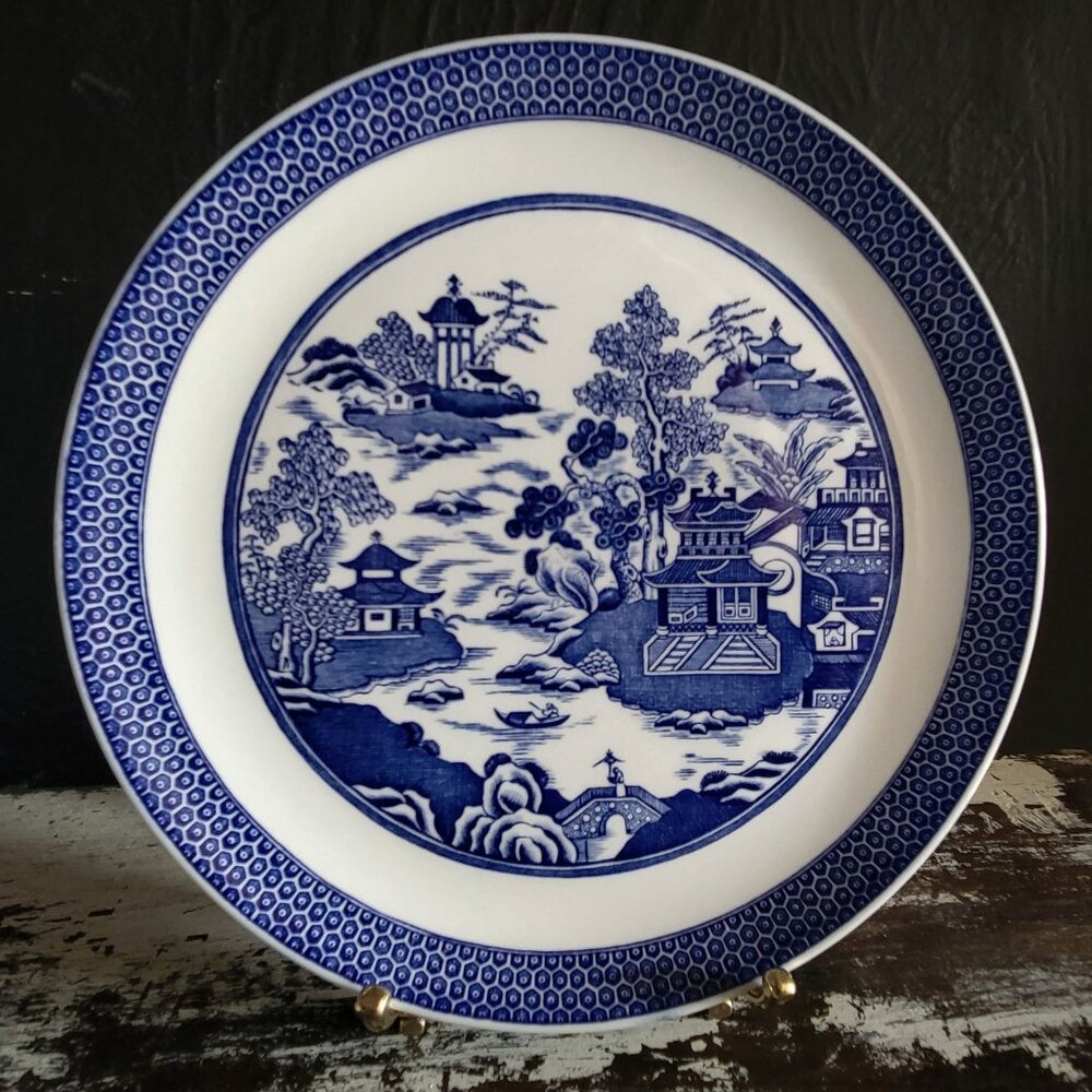 Vintage Spode Willow Series Blue Room "Temple Garden" Salad Plate, Blue Willow